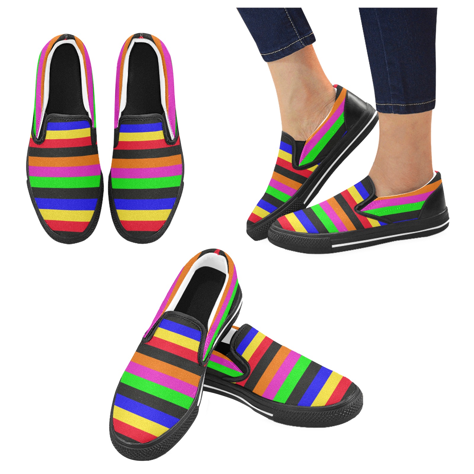 multicolour b Slip-on Canvas Shoes for Kid (Model 019)