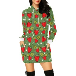 Fragole strawberry All Over Print Hoodie Mini Dress (Model H27)