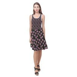Purple Roses on a Black Background Atalanta Sundress (Model D04)