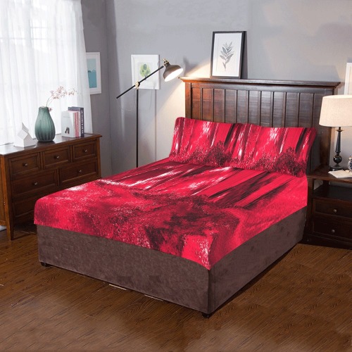 Melted Glitch Red 3-Piece Bedding Set