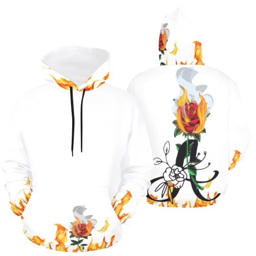 Aromatherapy Apparel Flameing rose hoodie All Over Print Hoodie for Women (USA Size) (Model H13)