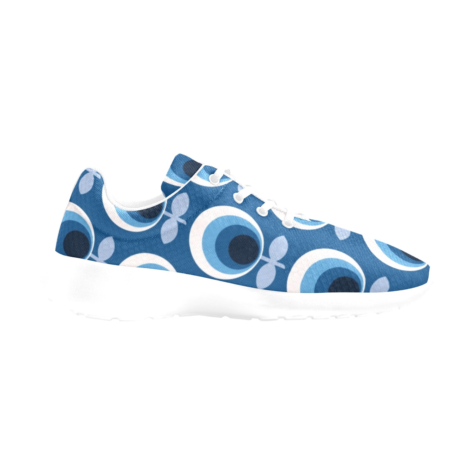 Trendy Mid Century Modern Blue Flowers Women's Athletic Shoes (Model 0200)