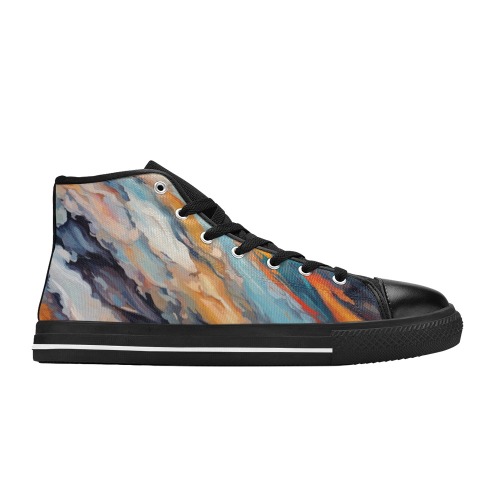 Diagonal lines of artistic paint. Abstract art Women's Classic High Top Canvas Shoes (Model 017)