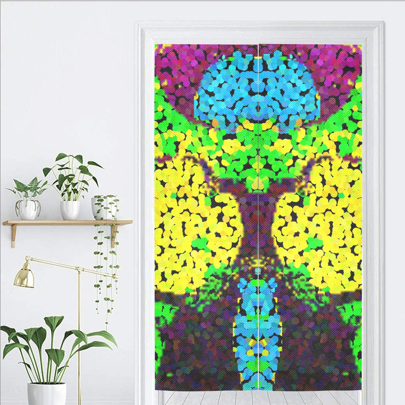 Pixelated Glitch (Yellow) Door Curtain Tapestry