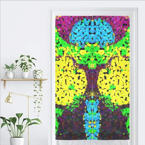 Pixelated Glitch (Yellow) Door Curtain Tapestry