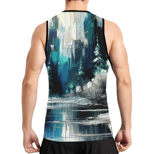 Painted City Winter Scene 1006 All Over Print Basketball Jersey