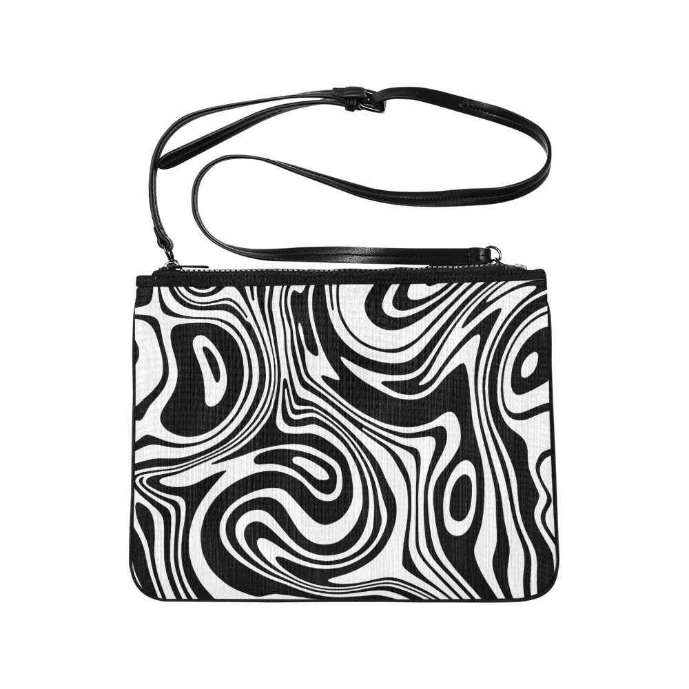 Black and White Marble Slim Clutch Bag (Model 1668)