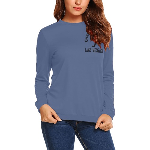 Charli Race SweatshirtBlue All Over Print Crewneck Sweatshirt for Women (Model H18)