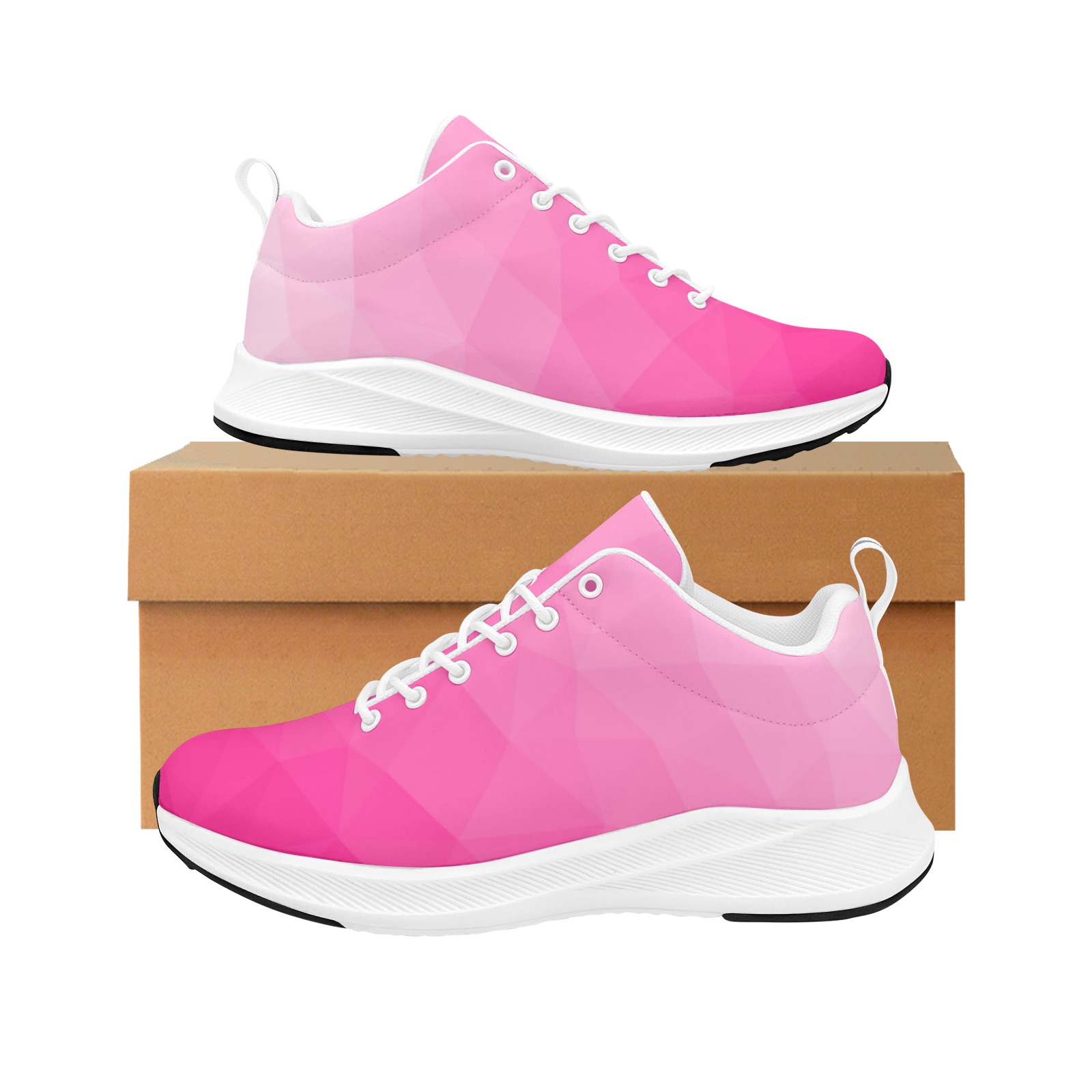 Hot pink gradient geometric mesh pattern Women's Alpha Running Shoes (Model 10093)