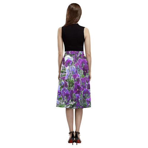 Field Of Purple Flowers 8420 Mnemosyne Women's Crepe Skirt (Model D16)