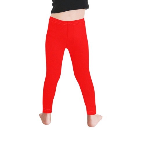 Merry Christmas Red Solid Color Kid's Ankle Length Leggings (Model L06)