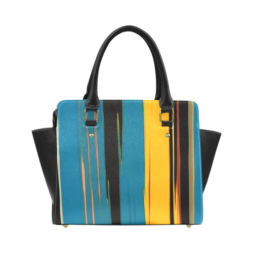 Black Turquoise And Orange Go! Abstract Art Classic Shoulder Handbag (Model 1653)