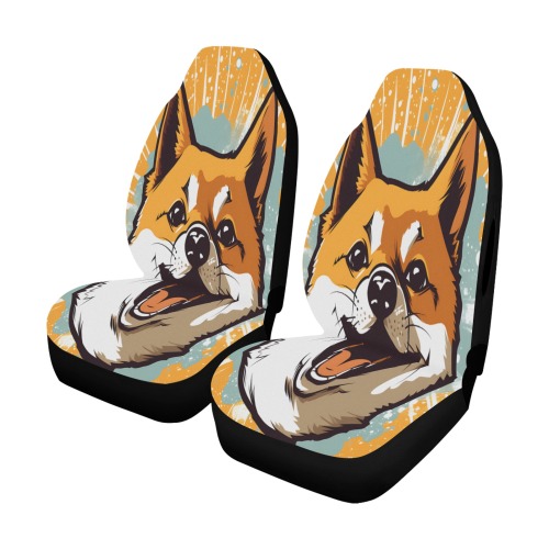 Shiba Inu Pop Art Car Seat Cover Airbag Compatible (Set of 2)