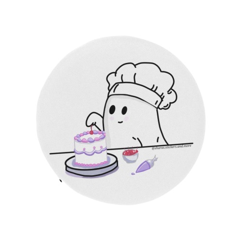 Ghost Decorating A Cake With A White Background Seat Cushion Round Seat Cushion