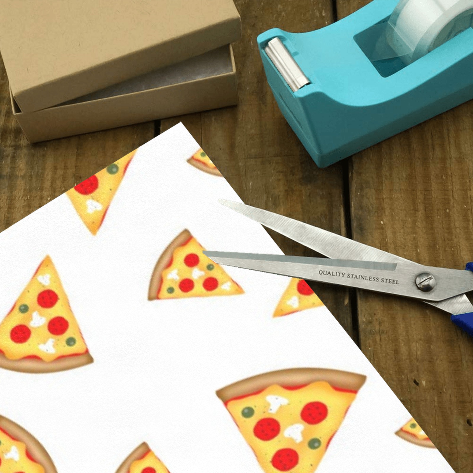 Cool and fun pizza slices pattern on white Gift Wrapping Paper 58"x 23" (5 Rolls)