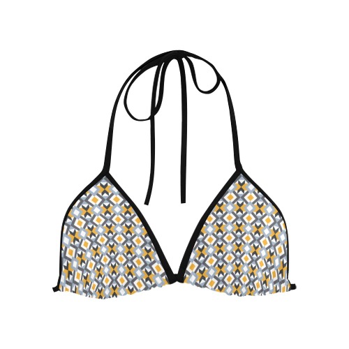 Retro Angles Abstract Geometric Pattern Custom Bikini Swimsuit Top