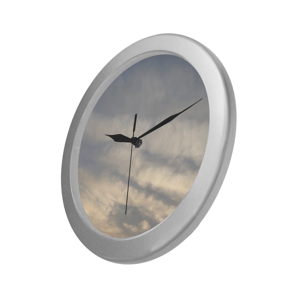 Rippled Cloud Collection Silver Color Wall Clock