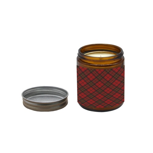 Red tartan plaid winter Christmas pattern holidays Tawny Candle Cup - Large Size (Rose Sandal)