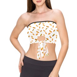 Hot Dogs on White Women's Tie Bandeau Top (Model T66)