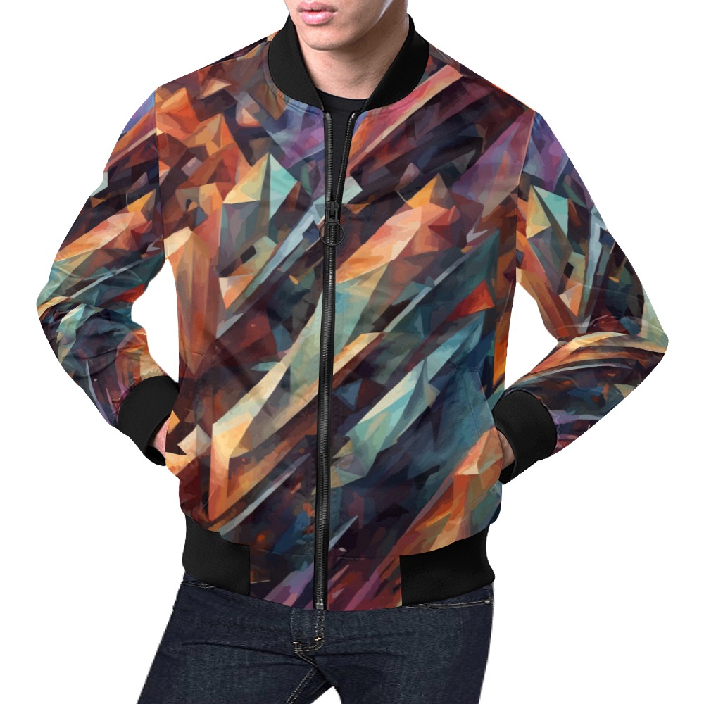 Cool geometric pattern of abstract precious gems All Over Print Bomber Jacket for Men (Model H19)