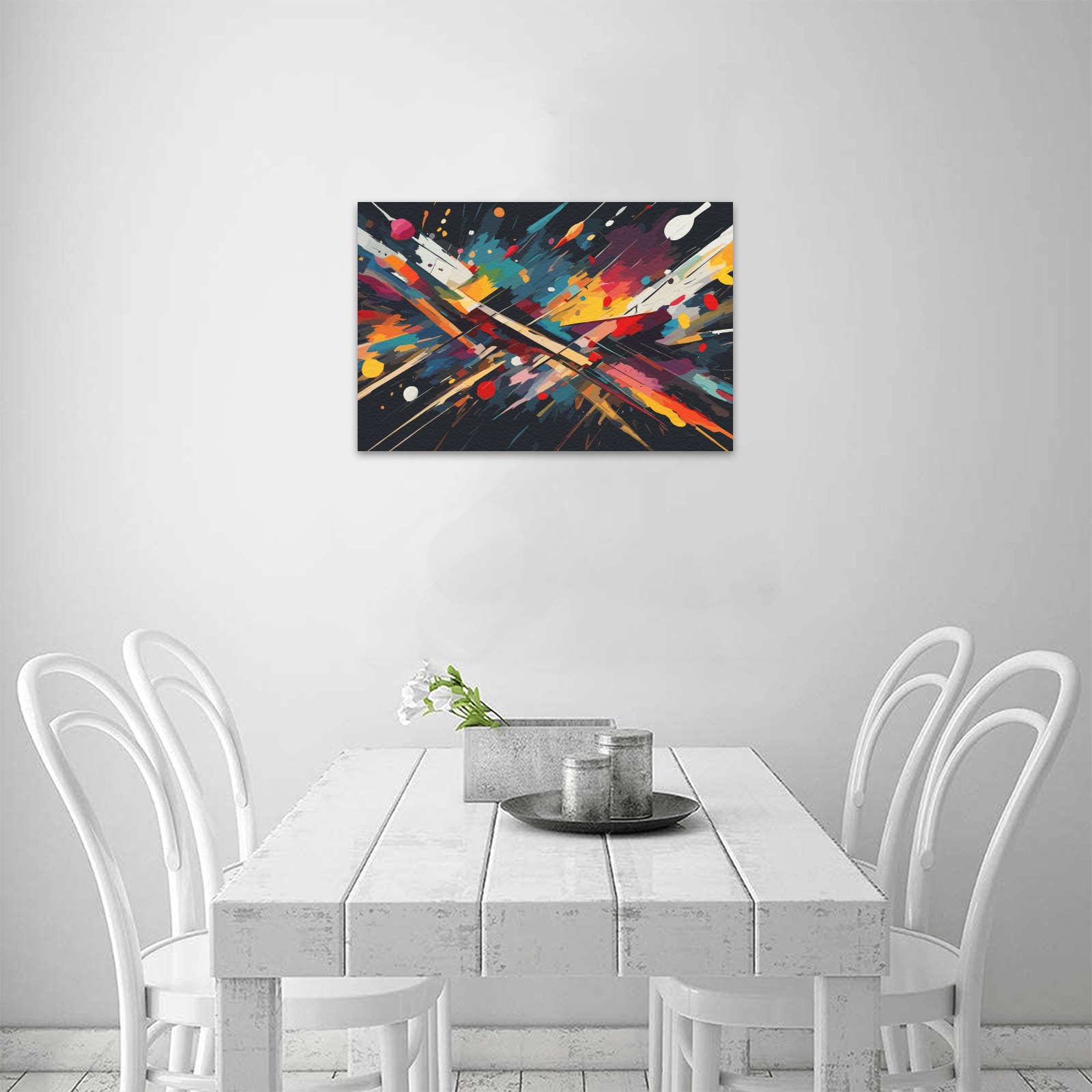 Colorful abstract art against the black background Upgraded Canvas Print 18"x12"