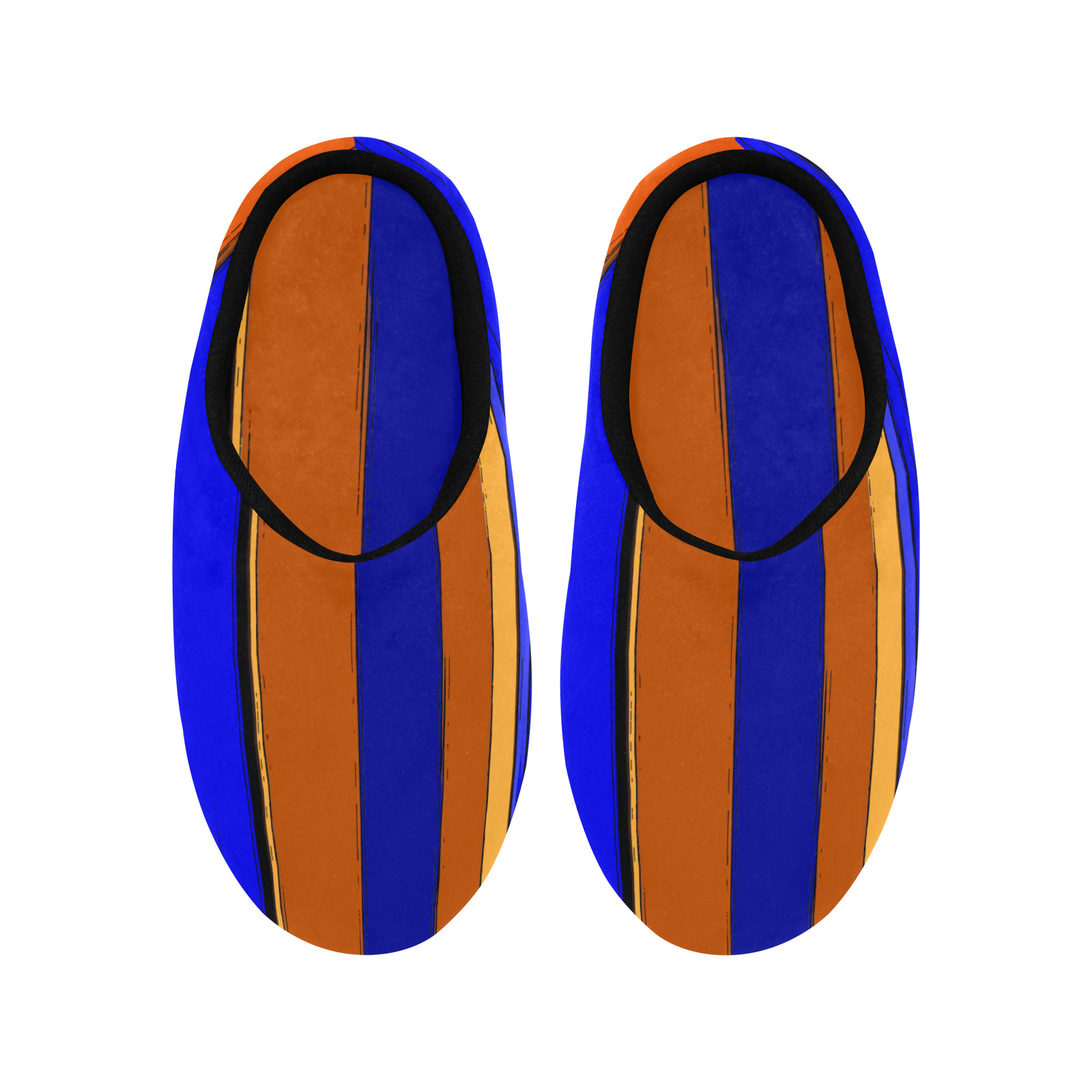 Abstract Blue And Orange 930 Men's Non-Slip Cotton Slippers (Model 0602)