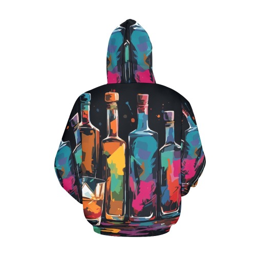 A row of colorful bottles and tumblers of drinks All Over Print Hoodie for Men (USA Size) (Model H13)