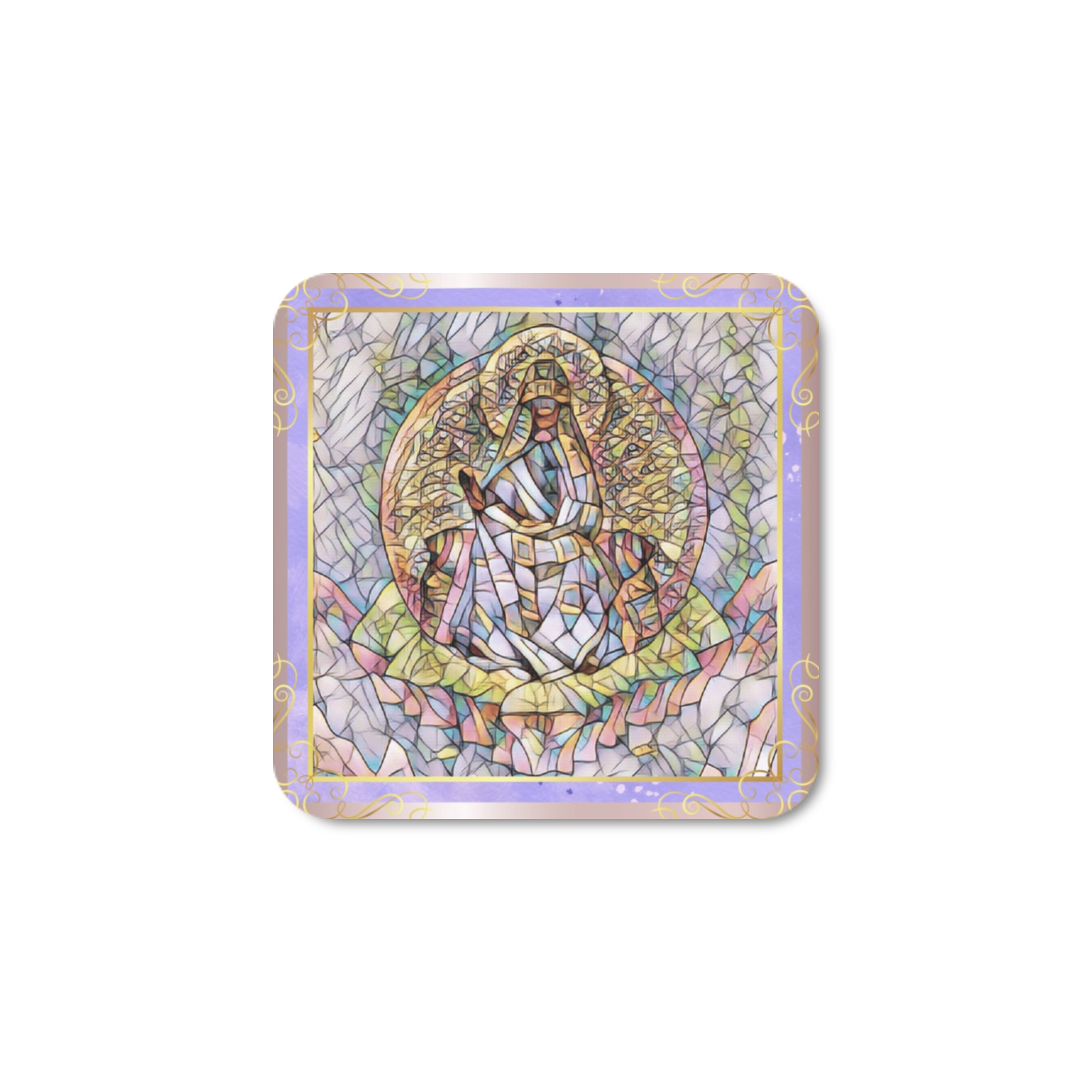 Second Remastered Version of Mother of The World in Warmer Colors by Nicholas Roerich Square Fridge Magnet