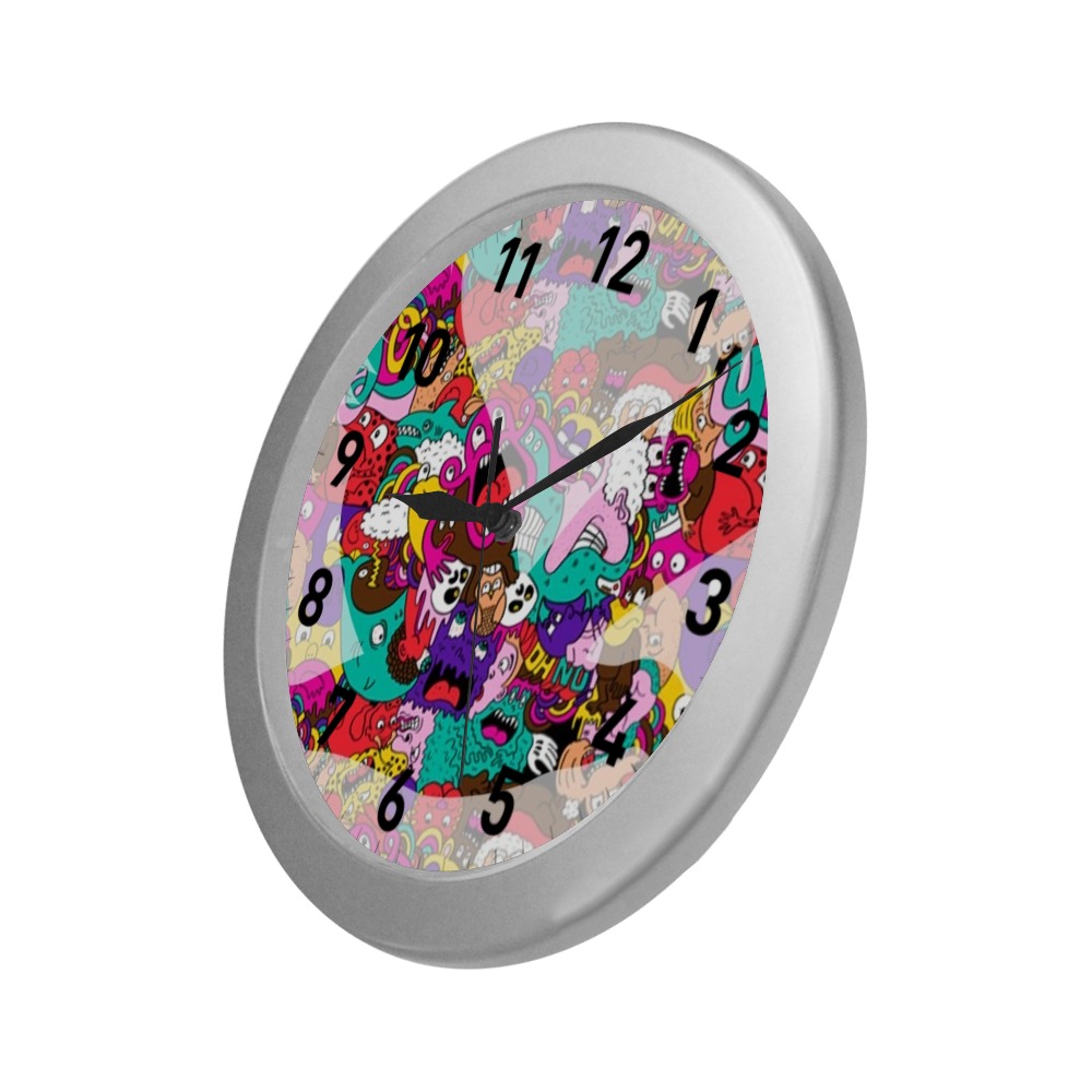 HH6U6 Silver Color Wall Clock