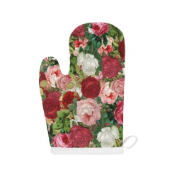 Roses and Carnations Vintage Flowers Linen Oven Mitt (One Piece)