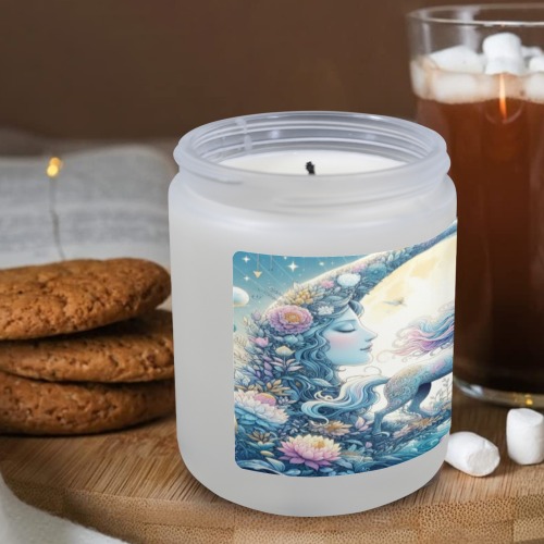 Unicorn And The Moon Frosted Glass Candle Cup - Large Size