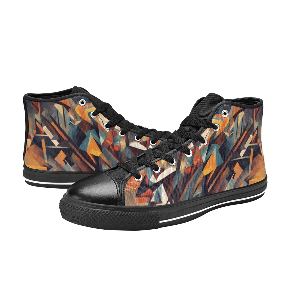 Fantastic abstract art of cool imaginative shapes Women's Classic High Top Canvas Shoes (Model 017)
