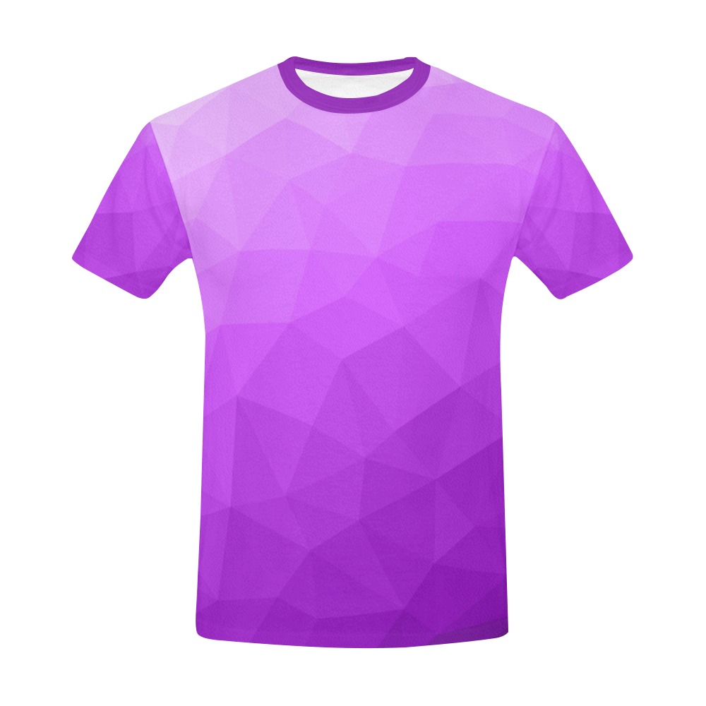 Purple gradient geometric mesh pattern All Over Print T-Shirt for Men (USA Size) (Model T40)