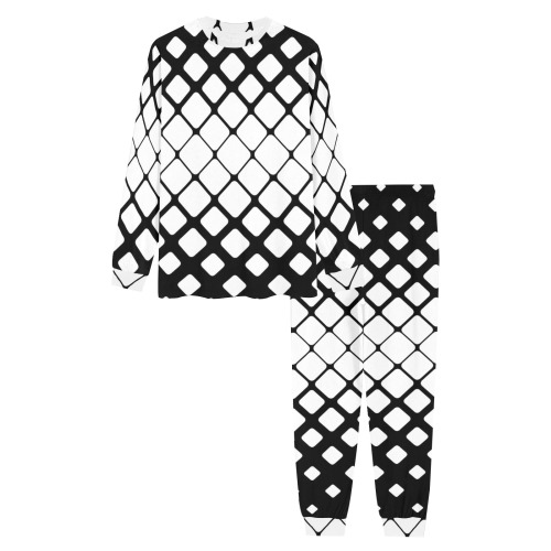 BLACK AND WHITE PATTERN Men's All Over Print Pajama Set with Custom Cuff