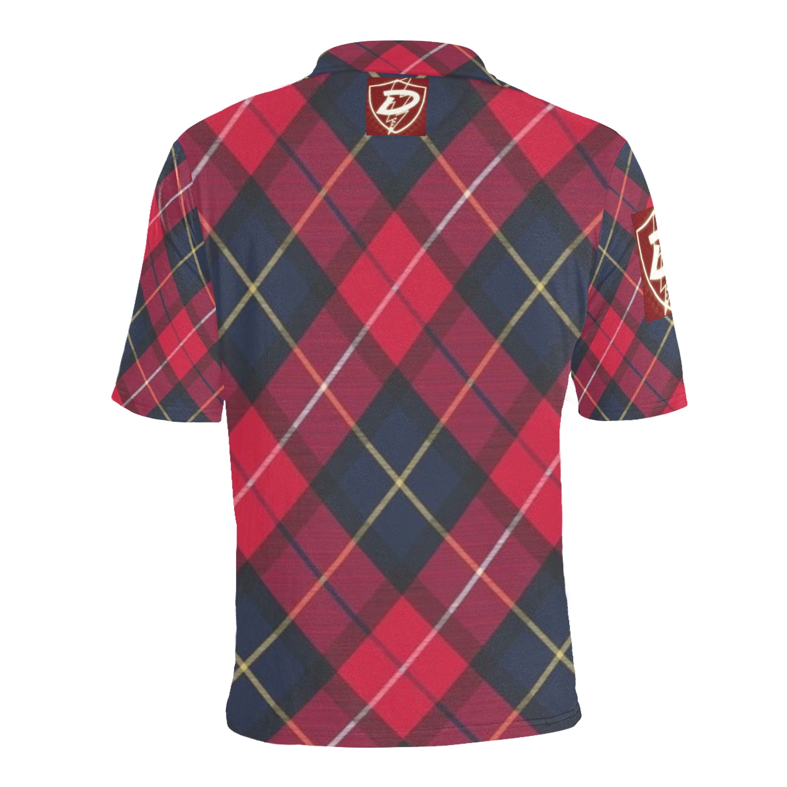 DIONIO Clothing - Red Plaid Polo (Big Dionio Red Logo) Men's All Over Print Polo Shirt (Model T55)