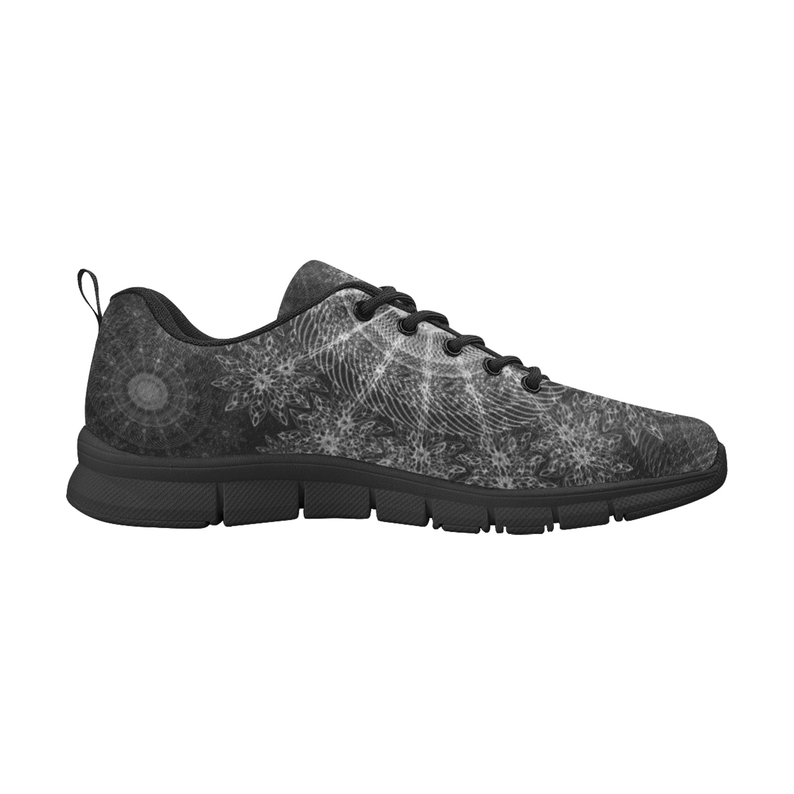 Blackened Sparkling floral art Women's Breathable Running Shoes (Model 055)