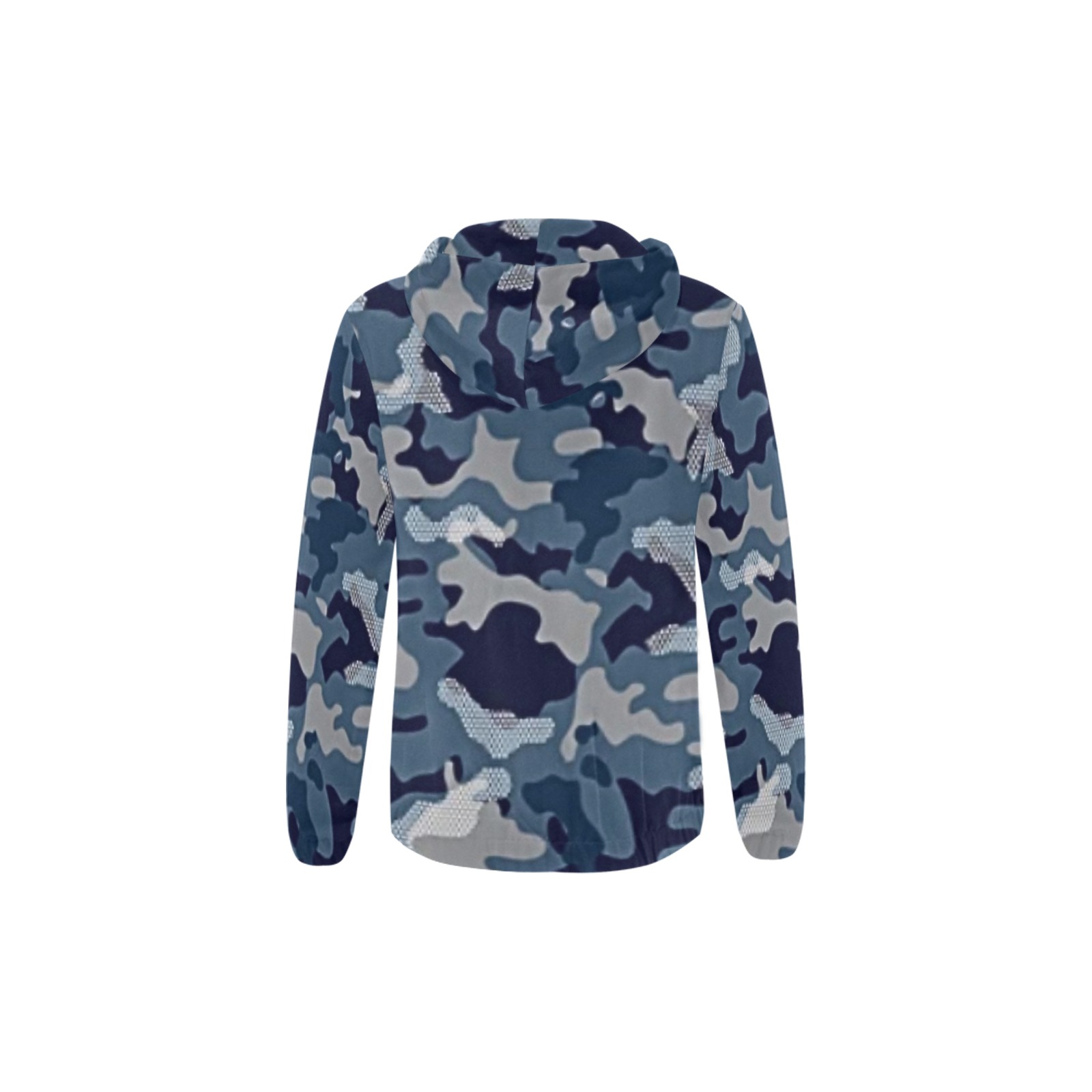 Blue Camo Dino All Over Print Full Zip Hoodie for Kid (Model H14)