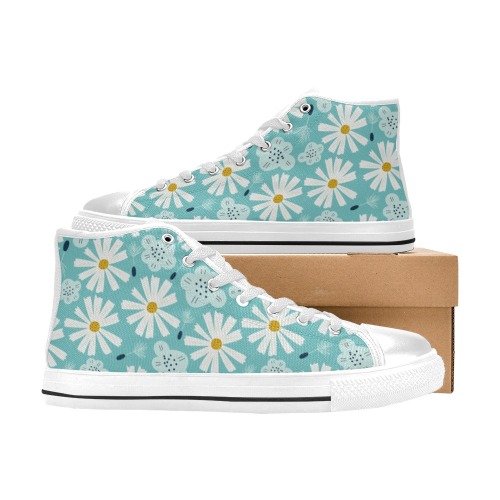 Sweet Daisies High Top Canvas Shoes for Kid (Model 017)