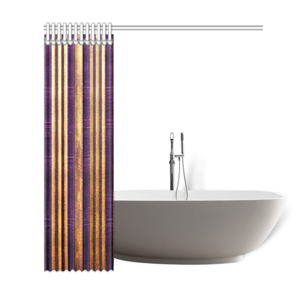 violet and gold striped pattern Shower Curtain 69"x72"