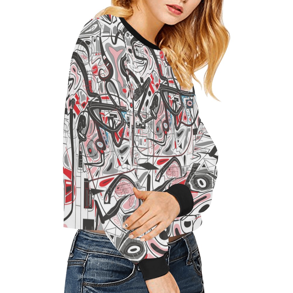 Model 2 Crop Pullover Sweatshirts for Women (Model H20)