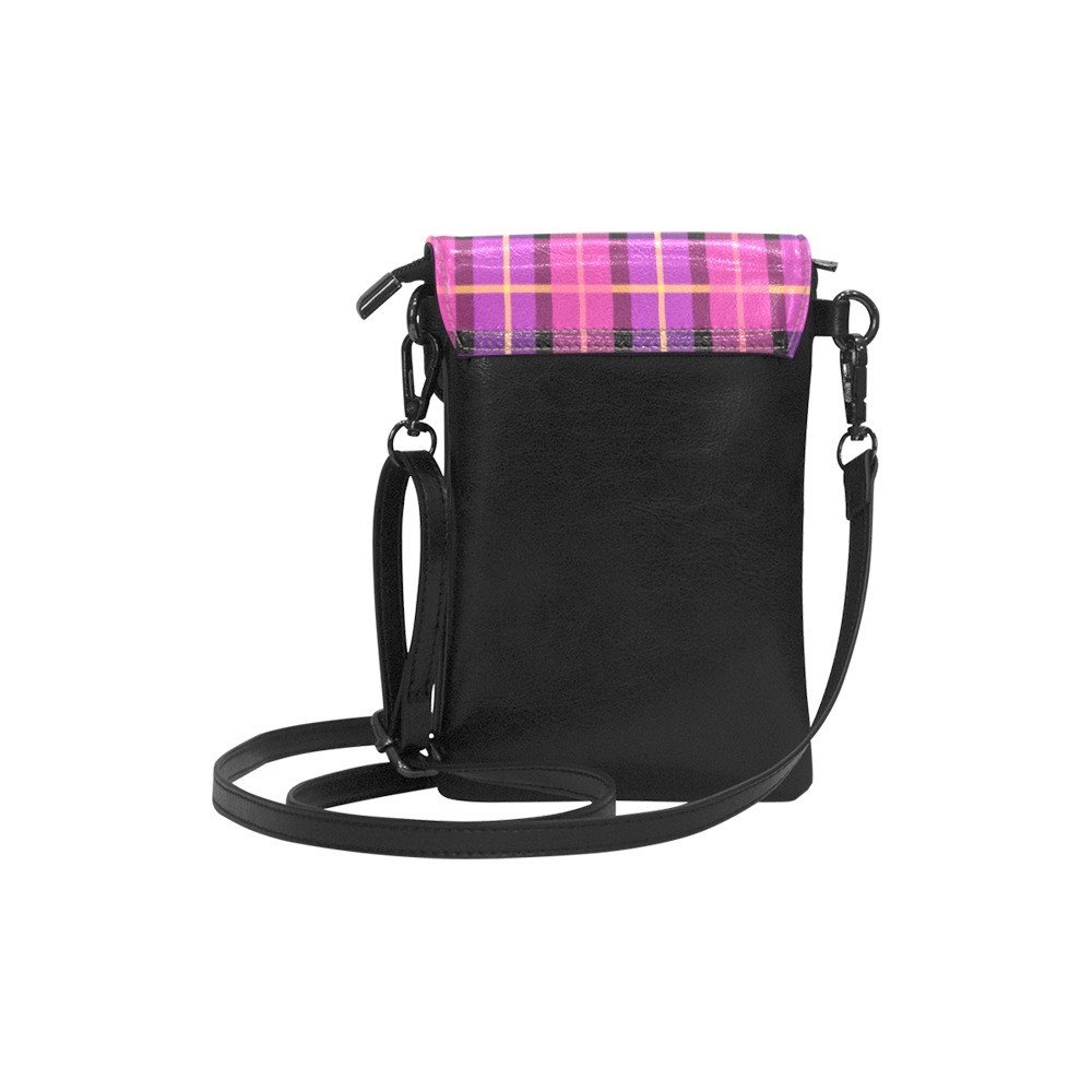 Plaid in Pink and Purple Small Cell Phone Purse (Model 1711)