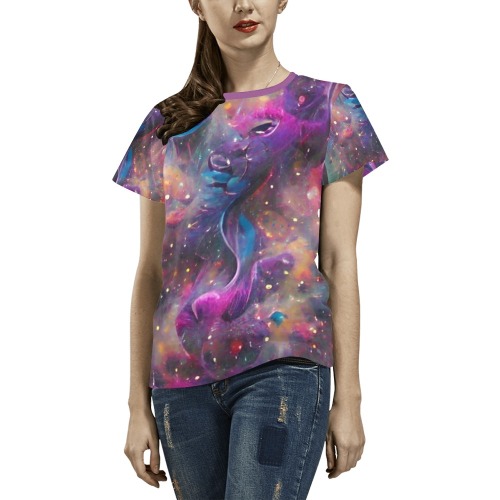 Tiger_Nebula_TradingCard All Over Print T-Shirt for Women (USA Size) (Model T40)