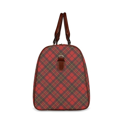 Red tartan plaid winter Christmas pattern holidays Waterproof Travel Bag/Large (Model 1639)