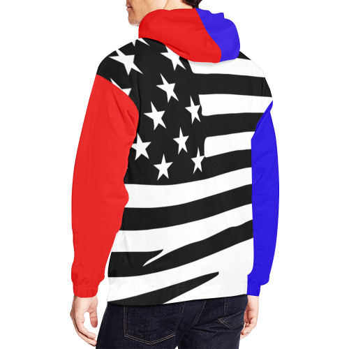 Black American Flag Red/White/Blue Hoodie All Over Print Hoodie for Men (USA Size) (Model H13)