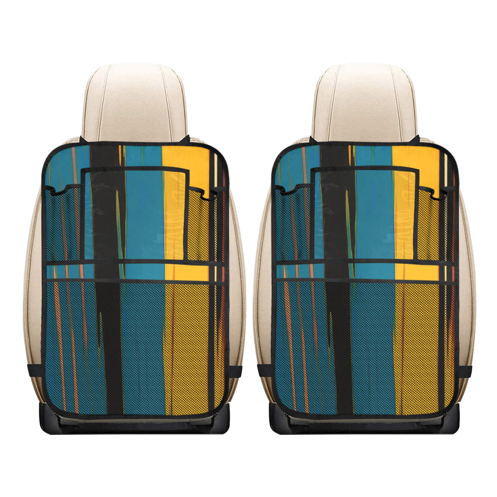 Black Turquoise And Orange Go! Abstract Art Car Seat Back Organizer (2-Pack)