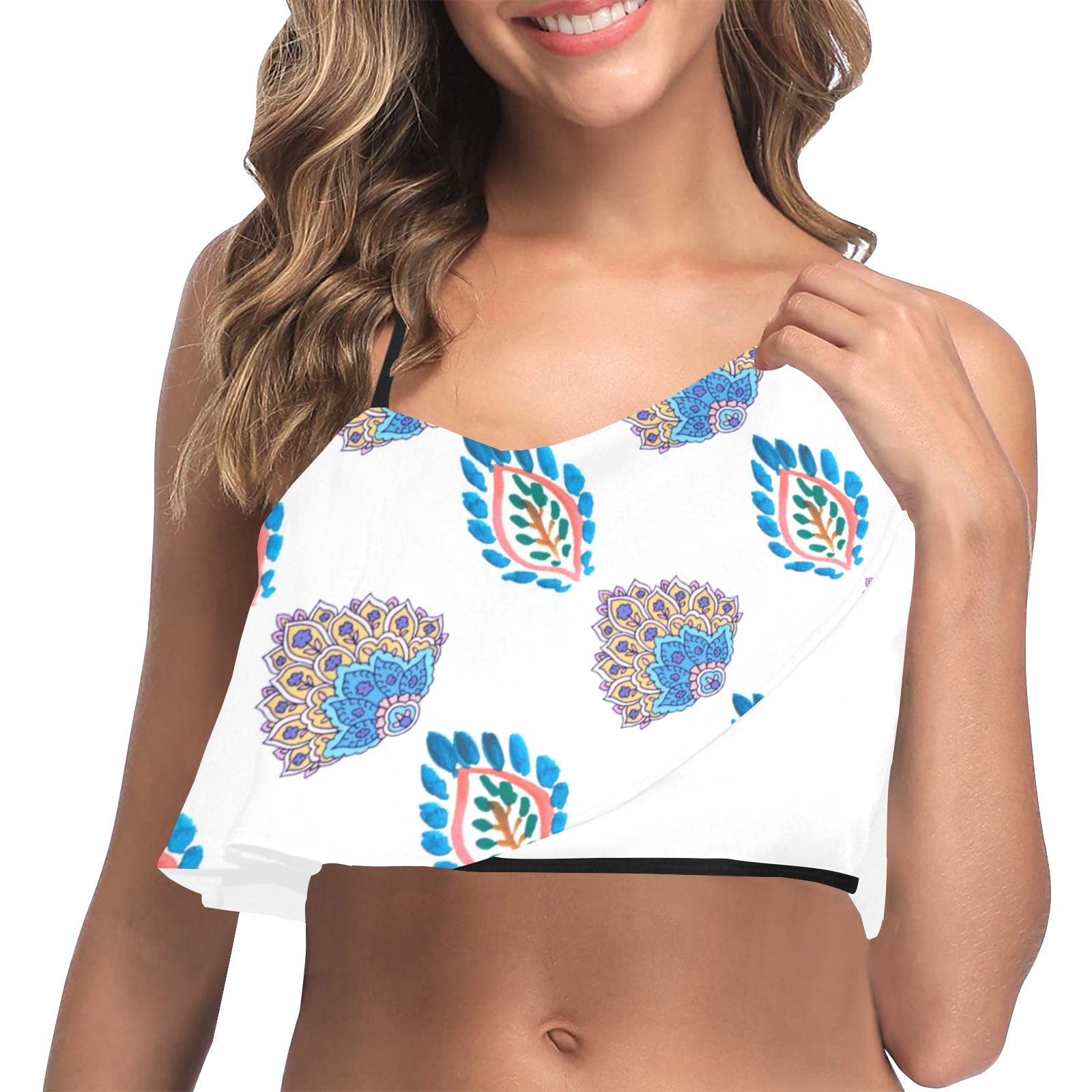 pattern Ruffle Bikini Top (Model S13)