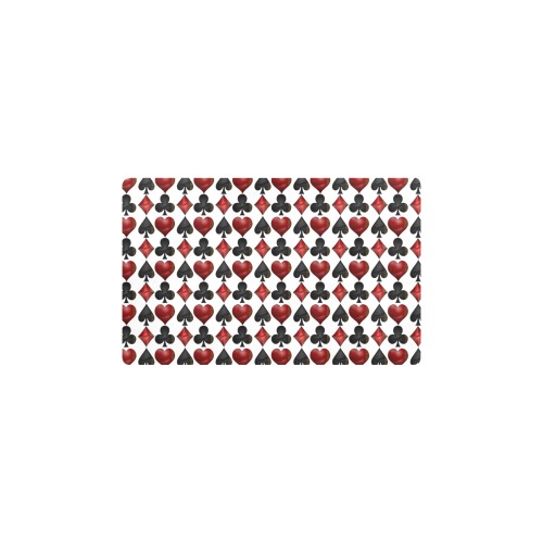 Black Red Playing Card Shapes / White Kitchen Mat 28"x17"