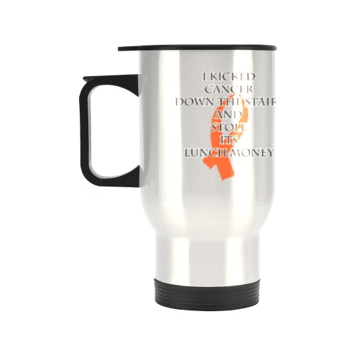 Cancer Bully (Orange Ribbon) Travel Mug (Silver) (14 Oz)