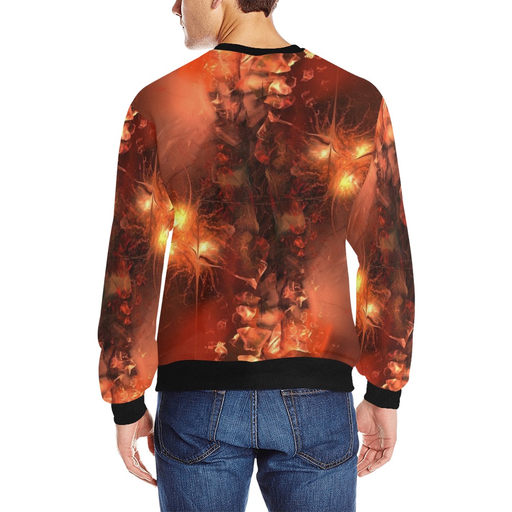 Fractal Men's Rib Cuff Crew Neck Sweatshirt (Model H34)