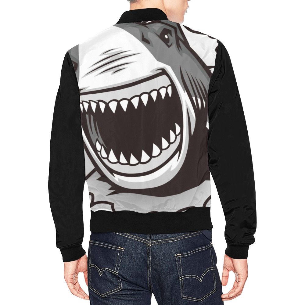 Great White Shark ripping with opened mouth 164020250 副本.jpg All Over Print Bomber Jacket for Men (Model H19)